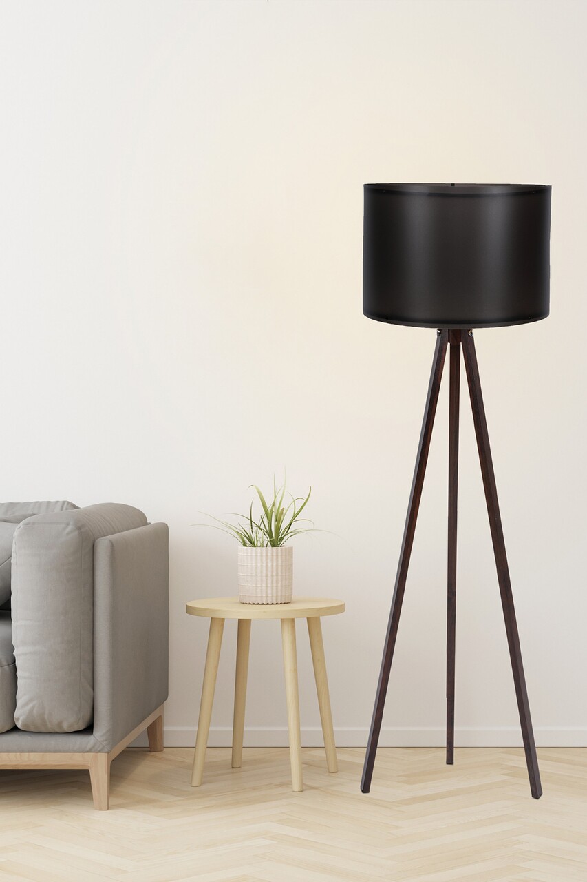 Lampadar, 104, FullHouse, 38 x 145 cm, 1 x E27, 60W, negru/maro - imagine 5